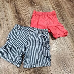 Boys Shorts Size 3T Striped and Coral Kids Shorts Set 2 Pieces